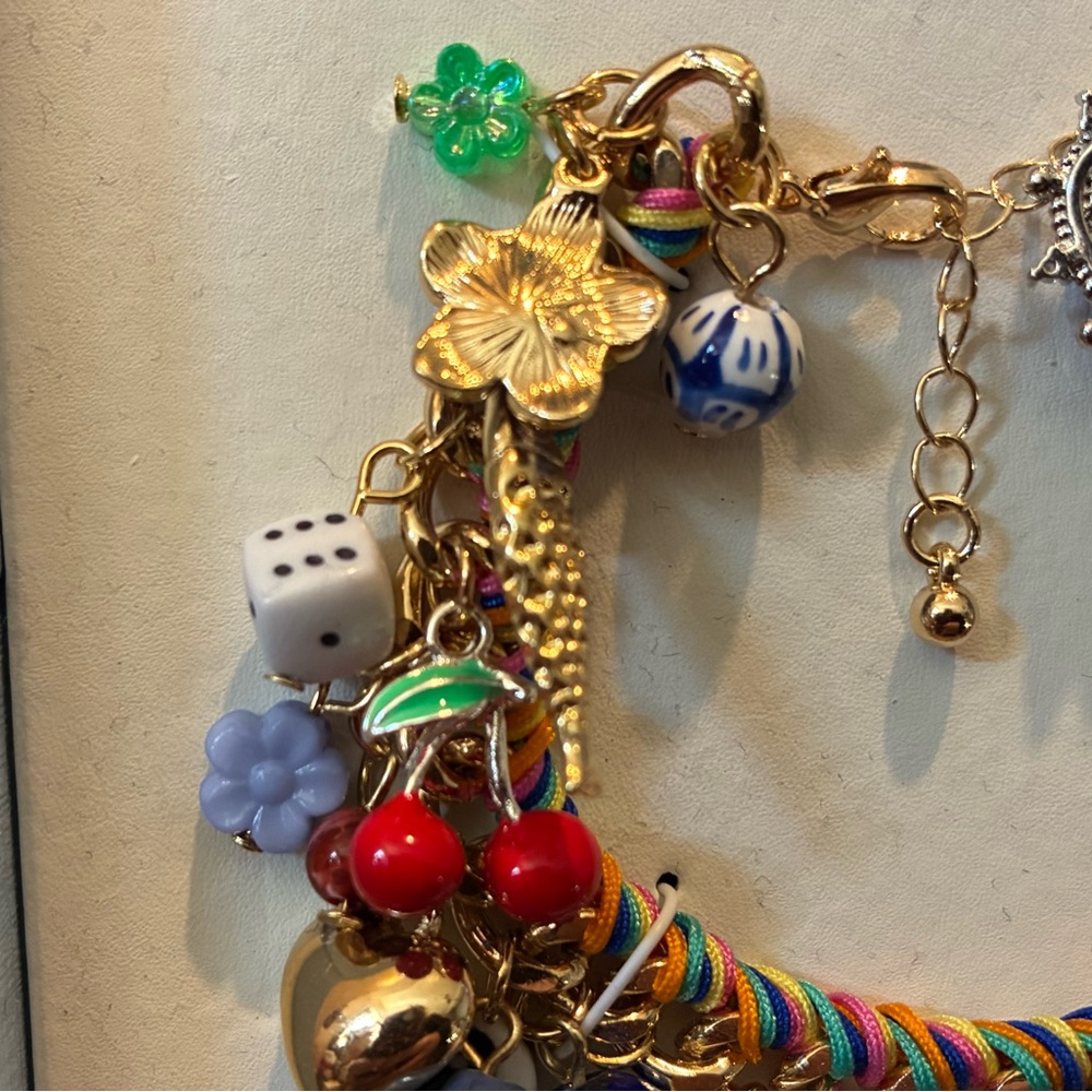 Viral Atterri Colorful Charm Bracelet – Gold Eclectic Y2K Kitsch Charm Jewelry - Picture 5 of 6